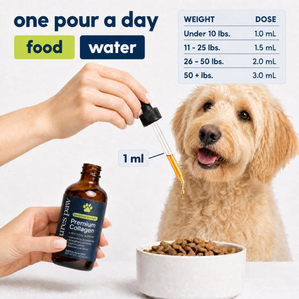 Nature's Paw Premium Collagen dosage guide with dog